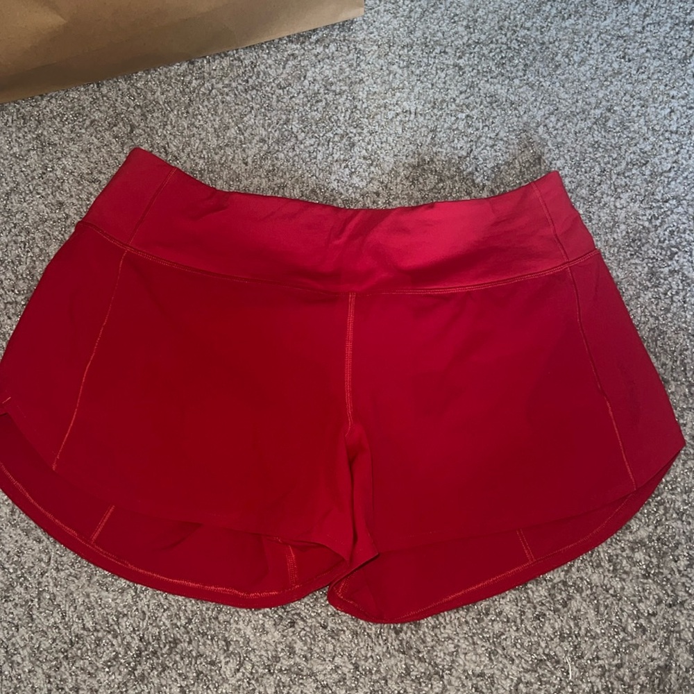 Red Speed Up Tall (4 inch) lululemon short